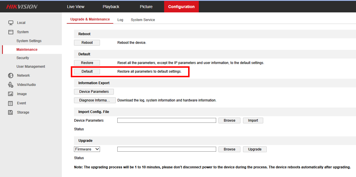 hikvision maintenance