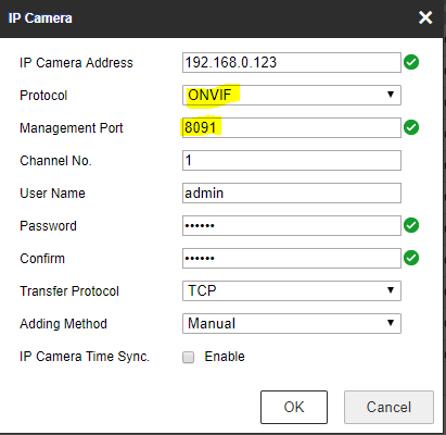 Hikvision best sale onvif port