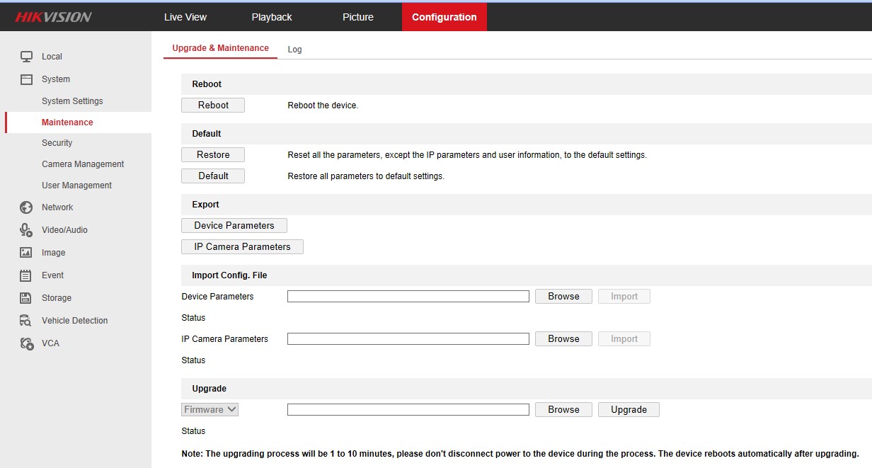 hikvision camera web interface