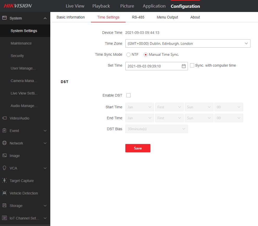 Hikvision best sale time setting